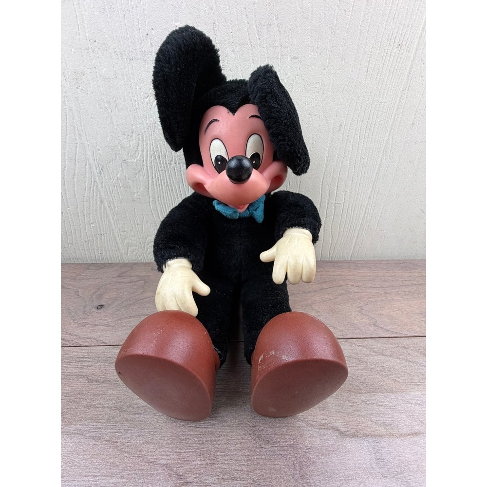 Applause Walt Disney Mickey Mouse 12" Black Plush Plastic Face Hands Feet